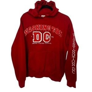 Washington DC United States Of America Embroidered Red Sweatshirt Hoodie Sz M